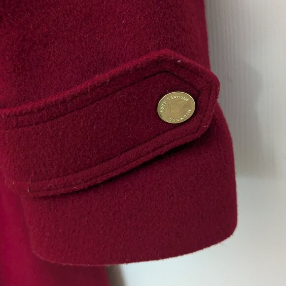 Michael Kors Women's Asymmetrical Belted Wool Blend 3/4 Coat Size PL Red - Picture 6 of 12